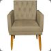 Kit Poltrona Decorativa Nina Com Base E Capitonê + Puff Redondo Suede Nude Pé Castanho - Clique E Decore