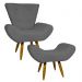Kit Poltrona Decorativa Para Sala Emilia + Puff Emilia Suede Cinza Pé Castanho - Clique E Decore
