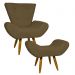 Kit Poltrona Decorativa Para Sala Emilia + Puff Emilia Suede Marrom Pé Castanho - Clique E Decore