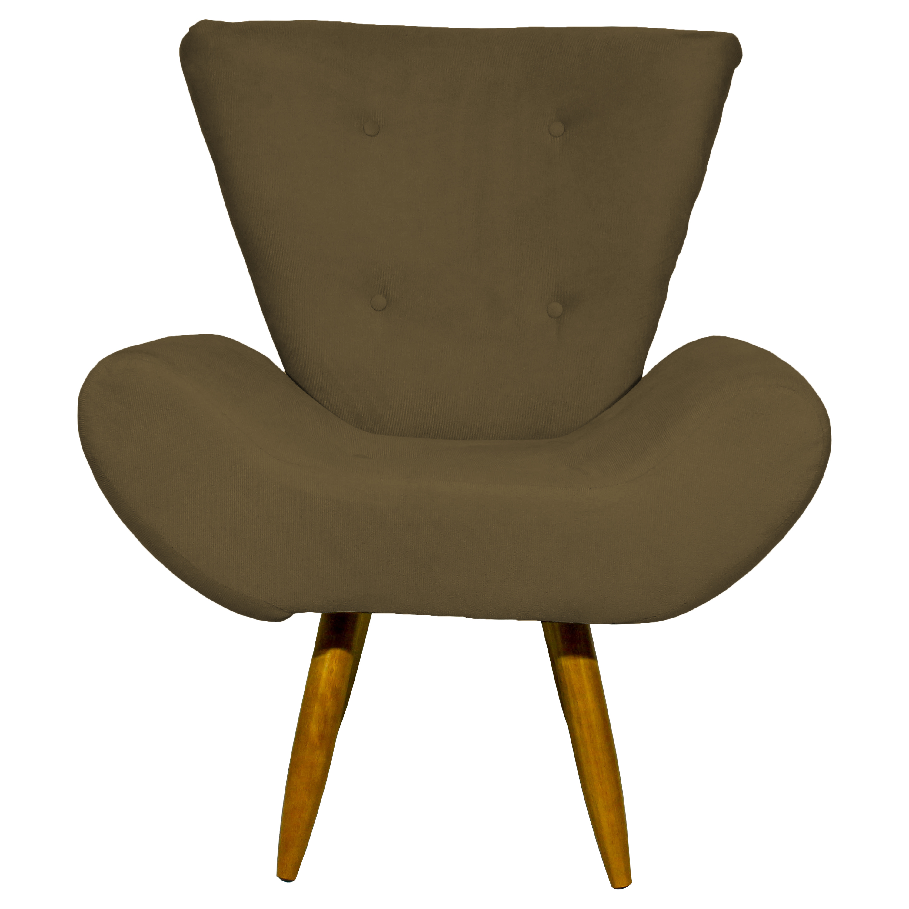 Kit Poltrona Decorativa Para Sala Emilia + Puff Emilia Suede Marrom Pé Castanho - Clique E Decore