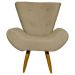 Kit Poltrona Decorativa Para Sala Emilia + Puff Emilia Suede Nude Pé Castanho - Clique E Decore