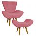 Kit Poltrona Decorativa Para Sala Emilia + Puff Emilia Suede Rosê Pé Castanho - Clique E Decore