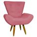 Kit Poltrona Decorativa Para Sala Emilia + Puff Emilia Suede Rosê Pé Castanho - Clique E Decore
