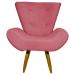 Kit Poltrona Decorativa Para Sala Emilia + Puff Emilia Suede Rosê Pé Castanho - Clique E Decore
