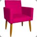 Kit Poltrona Nina Decorativa Para Sala Manicure e Puff Redondo Para Quarto Penteadeira Suede Pink