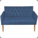 Namoradeira Decorativa Para Sala Nina Com Base E Capitonê Suede Azul Marinho Pé Castanho - Clique E Decore