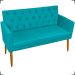 Namoradeira Decorativa Para Sala Nina Com Base E Capitonê Suede Azul Turquesa Pé Castanho - Clique E Decore