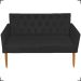 Namoradeira Decorativa Para Sala Nina Com Base E Capitonê Suede Preto Pé Castanho - Clique E Decore