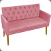 Namoradeira Decorativa Para Sala Nina Com Base E Capitonê Suede Rosê Pé Castanho - Clique E Decore