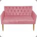 Namoradeira Decorativa Para Sala Nina Com Base E Capitonê Suede Rosê Pé Castanho - Clique E Decore