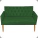 Namoradeira Decorativa Para Sala Nina Com Base E Capitonê Suede Verde Pé Castanho - Clique E Decore