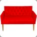 Namoradeira Decorativa Para Sala Nina Com Base E Capitonê Suede Vermelho Pé Castanho - Clique E Decore