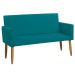 Namoradeira Decorativa Para Sala Nina Suede Azul Turquesa Pé Castanho - Clique E Decore