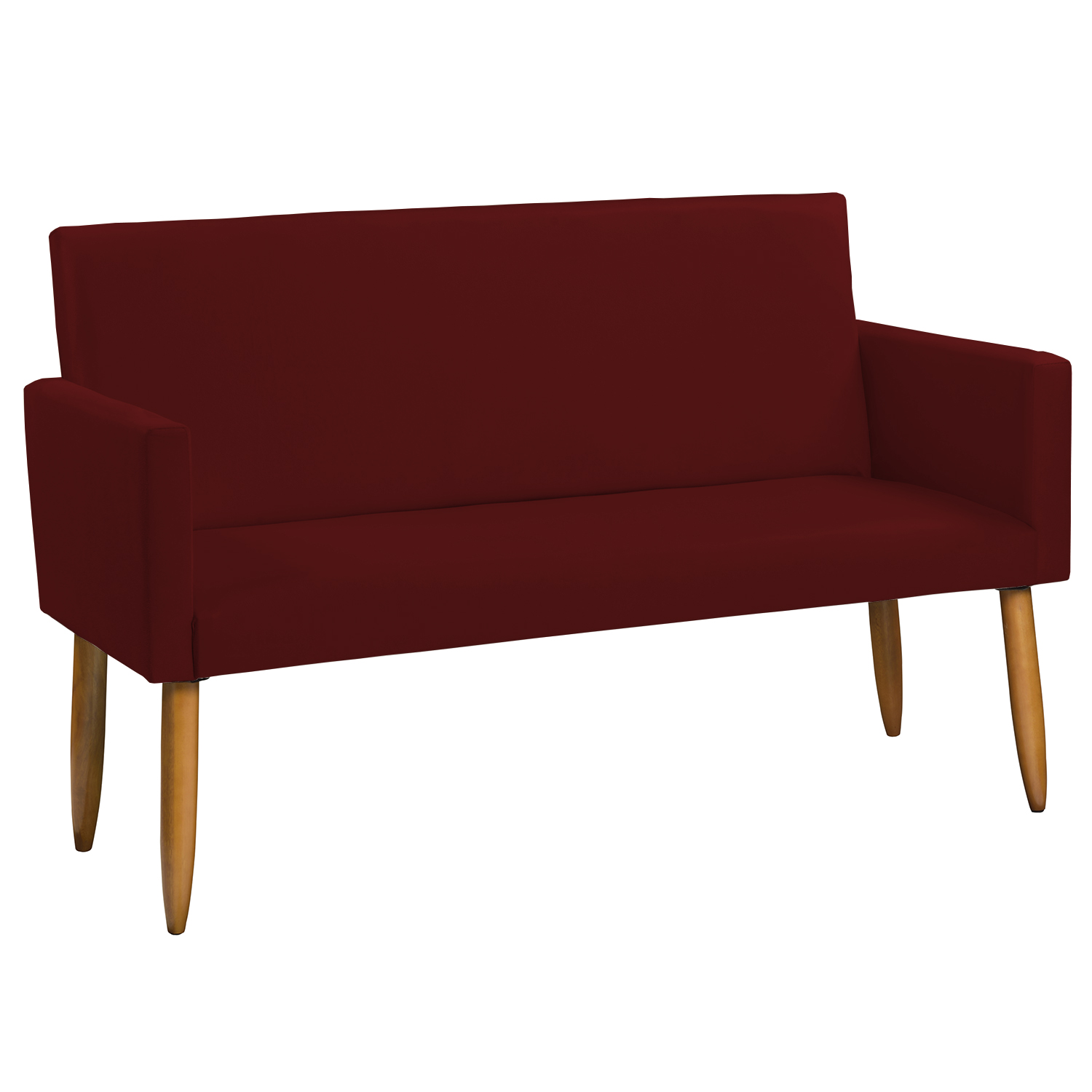 Namoradeira Decorativa Para Sala Nina Suede Bordô Pé Castanho - Clique E Decore