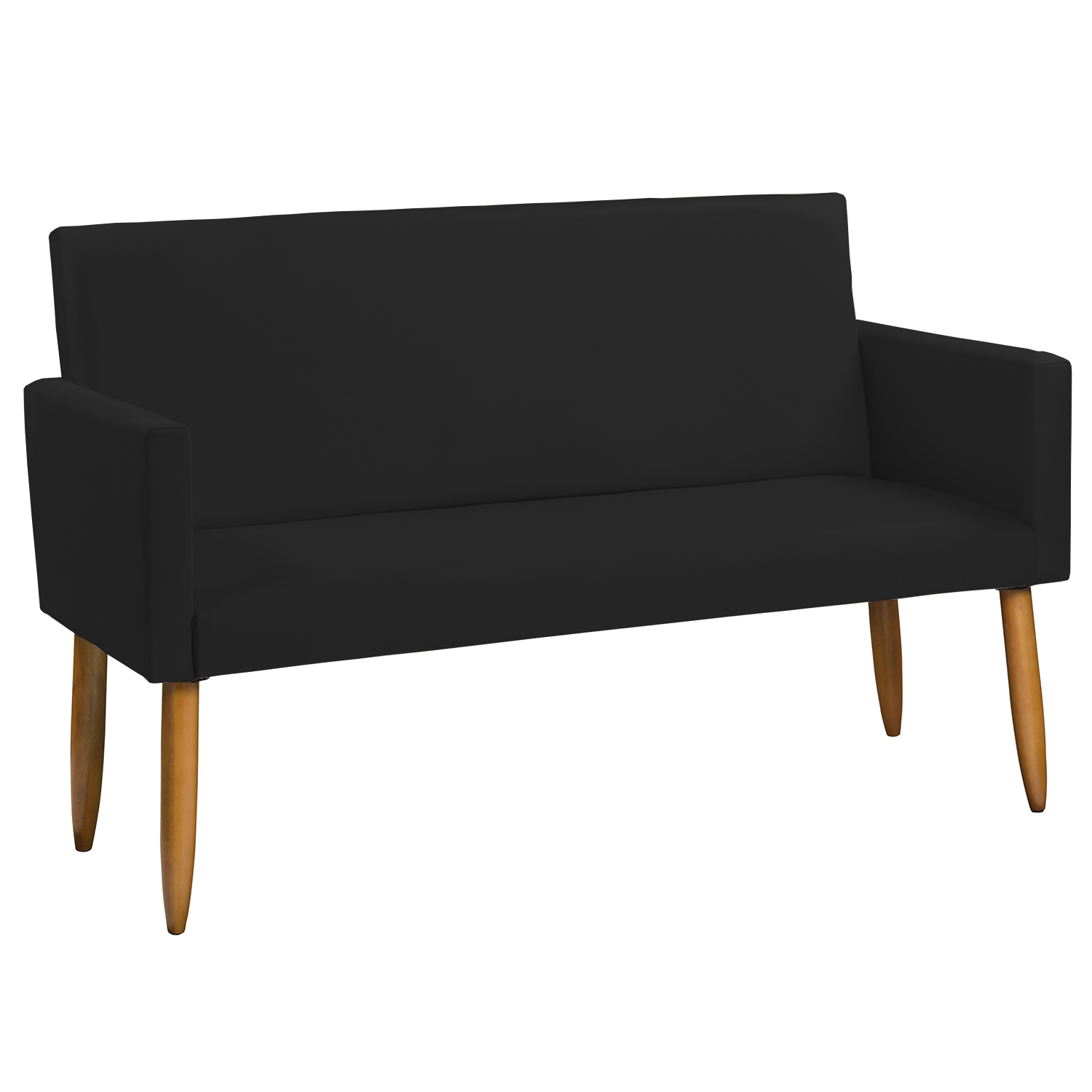 Namoradeira Decorativa Para Sala Nina Suede Preto Pé Castanho - Clique E Decore