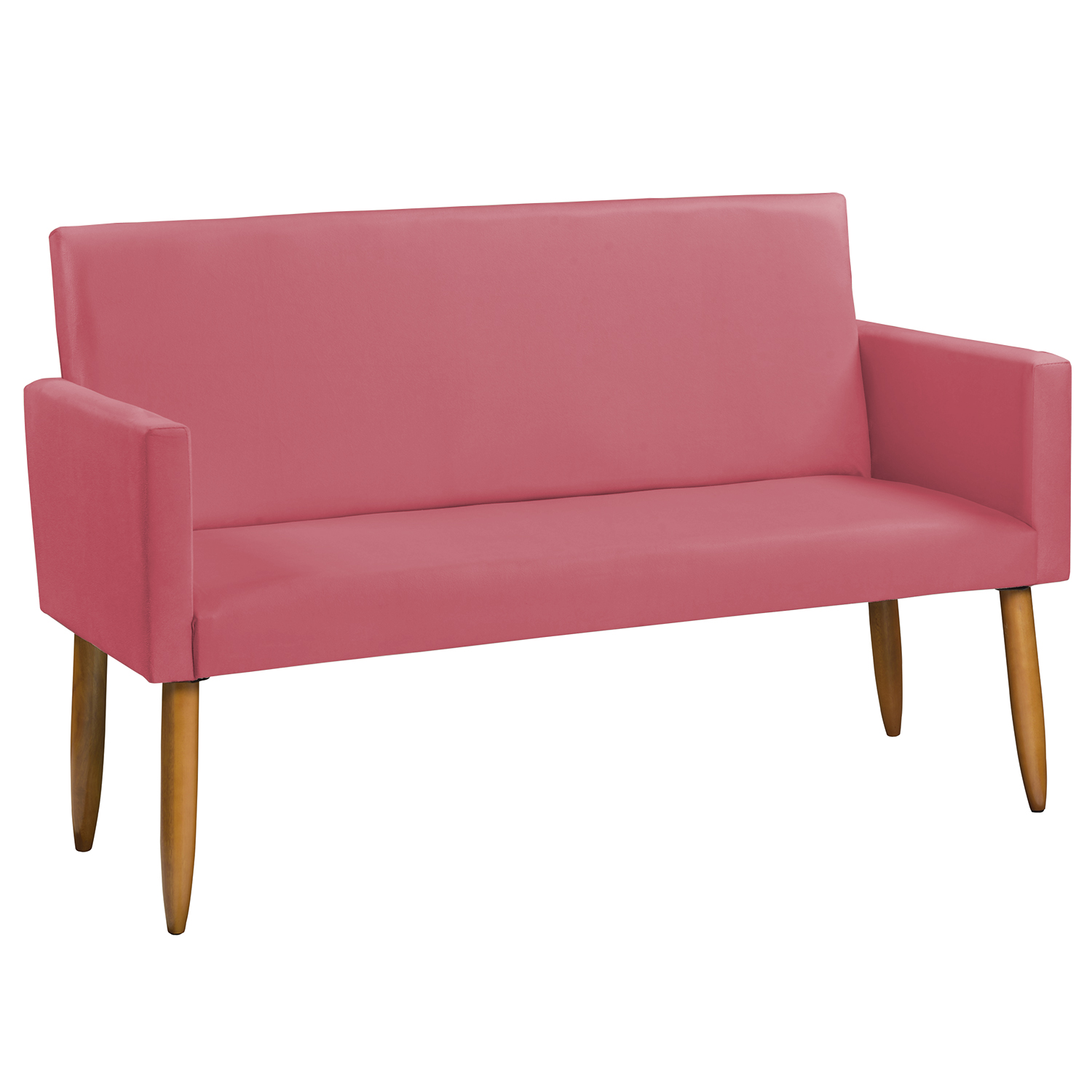 Namoradeira Decorativa Para Sala Nina Suede Rosê Pé Castanho - Clique E Decore