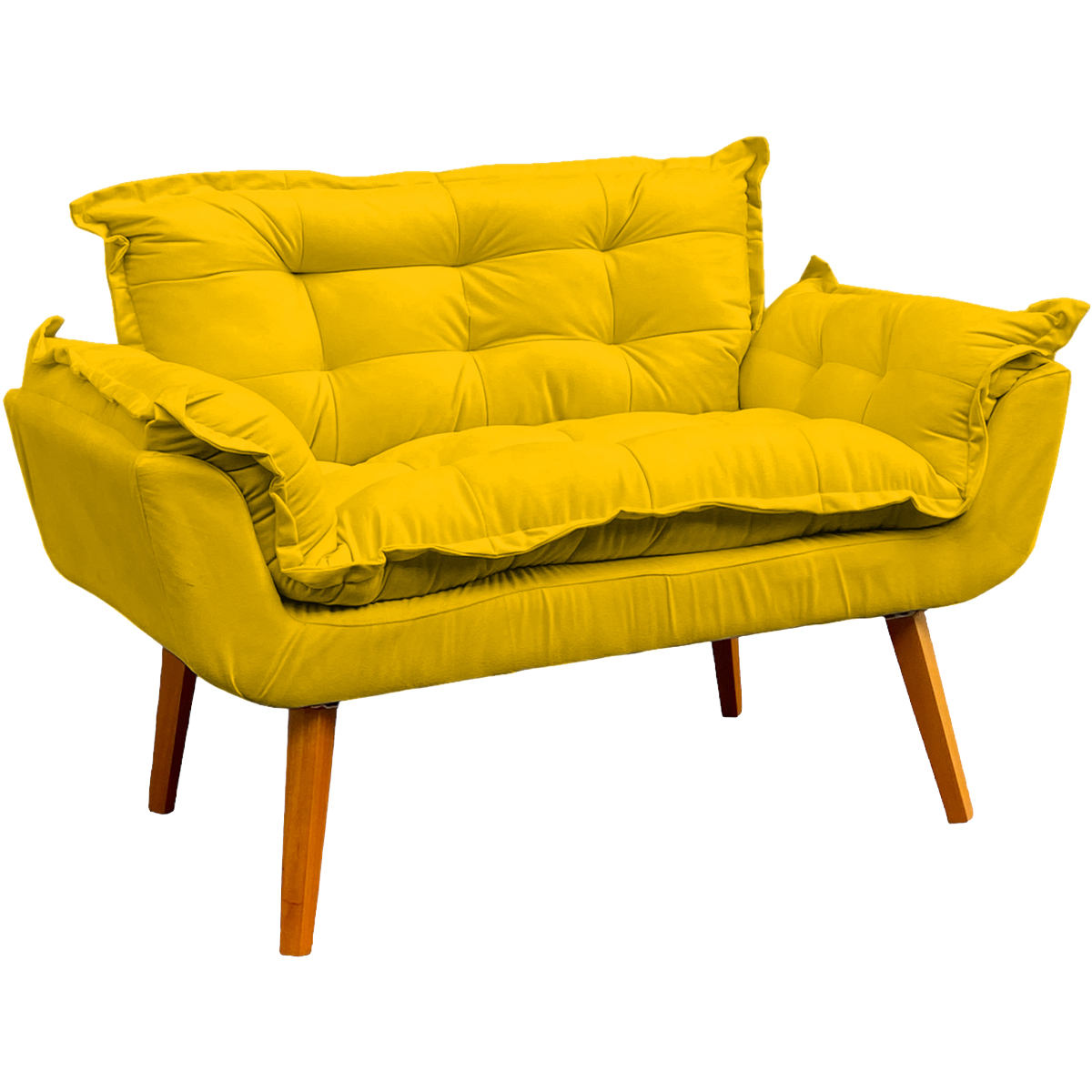 Namoradeira Decorativa Para Sala Recepção Manicure Consultório Escritório Suede Amarelo