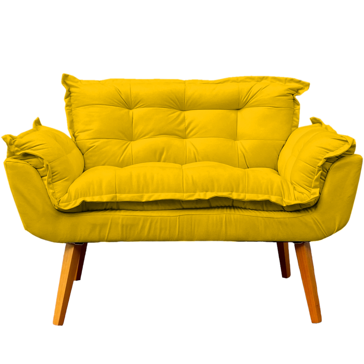 Namoradeira Decorativa Para Sala Recepção Manicure Consultório Escritório Suede Amarelo