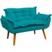 Namoradeira Decorativa Para Sala Recepção Manicure Consultório Escritório Suede Azul Turquesa