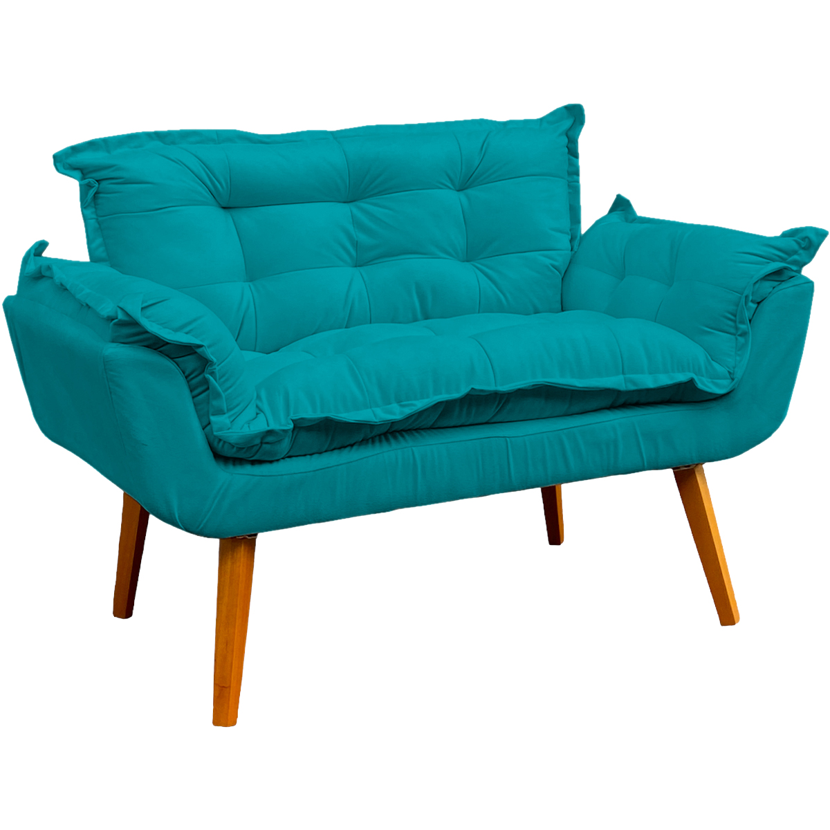 Namoradeira Decorativa Para Sala Recepção Manicure Consultório Escritório Suede Azul Turquesa