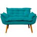 Namoradeira Decorativa Para Sala Recepção Manicure Consultório Escritório Suede Azul Turquesa