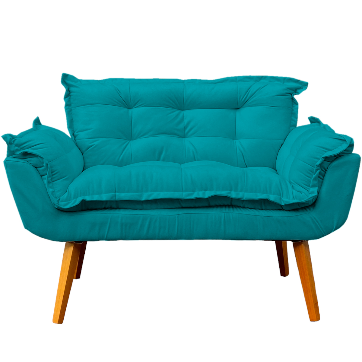 Namoradeira Decorativa Para Sala Recepção Manicure Consultório Escritório Suede Azul Turquesa