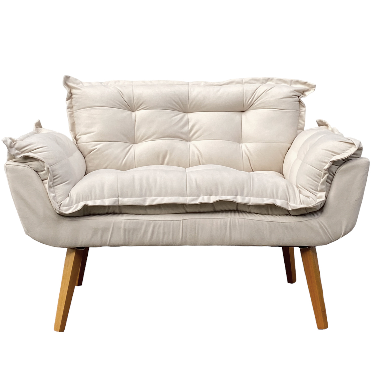 Namoradeira Decorativa Para Sala Recepção Manicure Consultório Escritório Suede Bege
