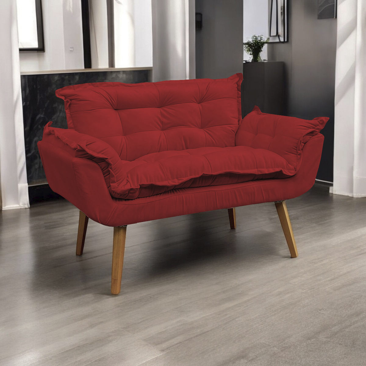 Namoradeira Decorativa Para Sala Recepção Manicure Consultório Escritório Suede Bordô