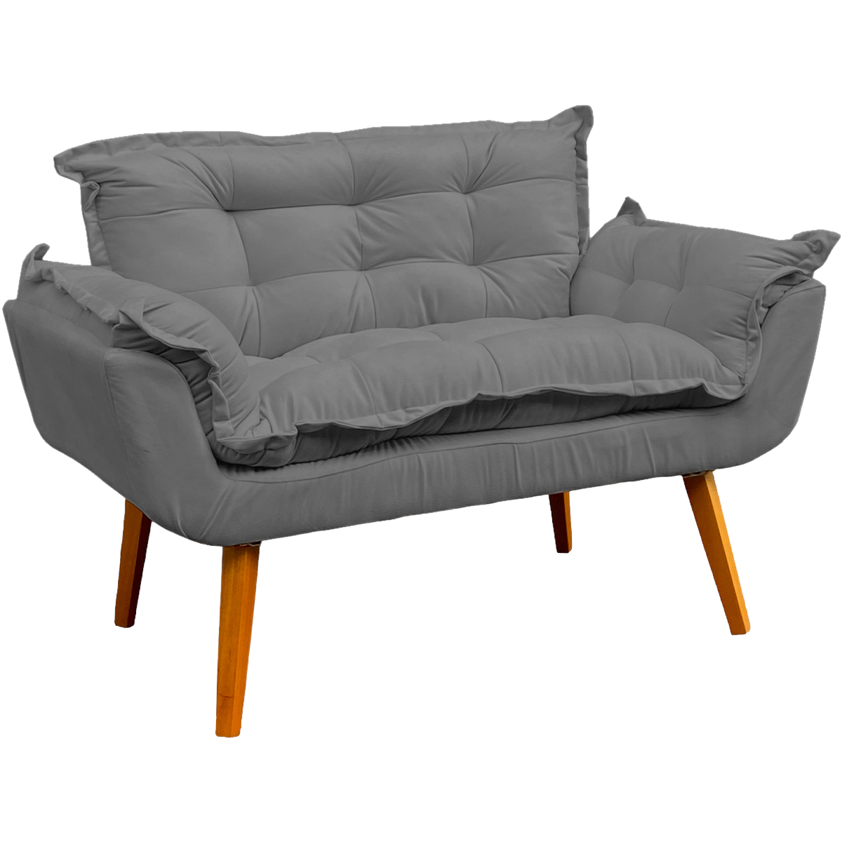 Namoradeira Decorativa Para Sala Recepção Manicure Consultório Escritório Suede Cinza