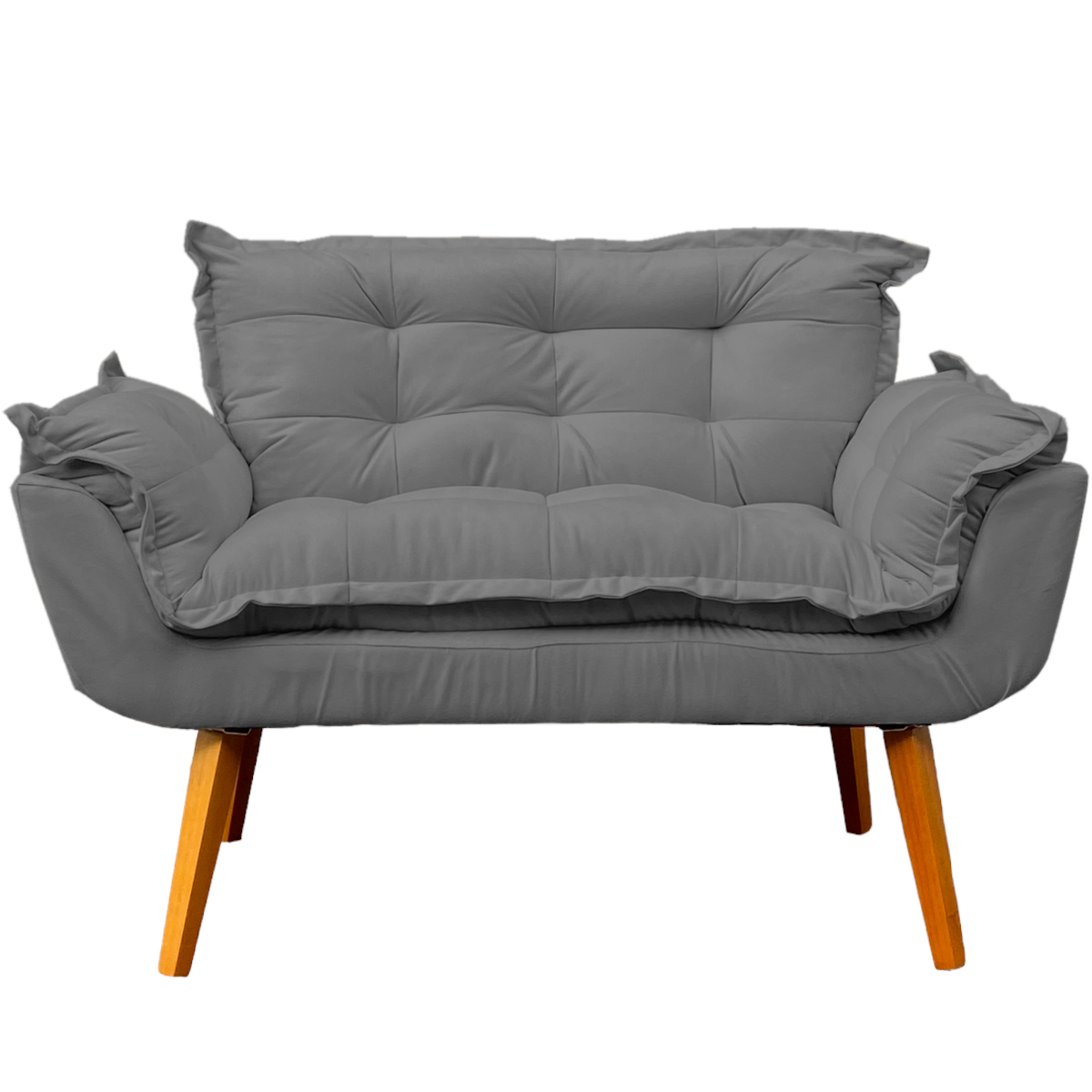 Namoradeira Decorativa Para Sala Recepção Manicure Consultório Escritório Suede Cinza