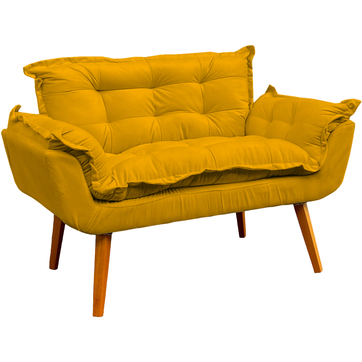 Namoradeira Decorativa Para Sala Recepção Manicure Consultório Escritório Suede Mostarda