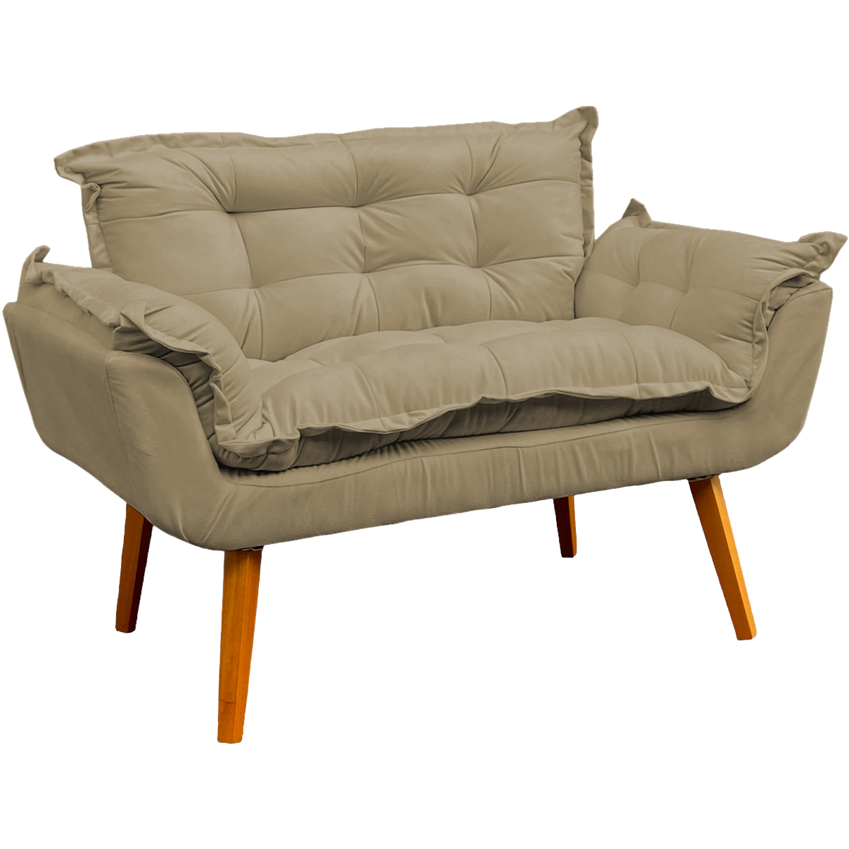 Namoradeira Decorativa Para Sala Recepção Manicure Consultório Escritório Suede Nude