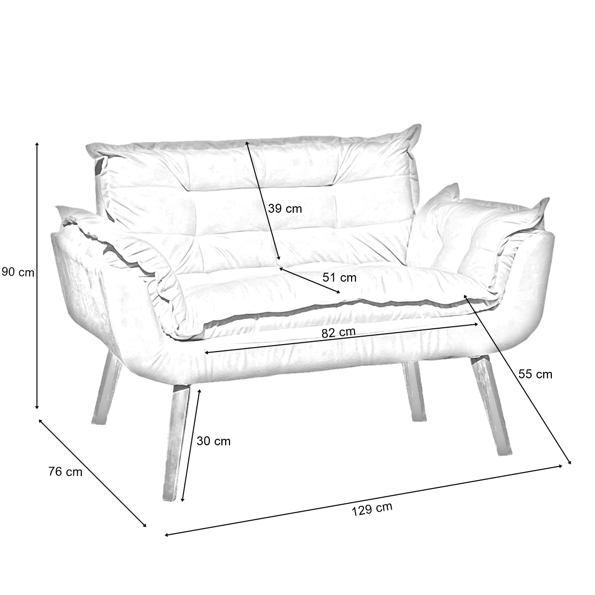 Namoradeira Decorativa Para Sala Recepção Manicure Consultório Escritório Suede Rosê