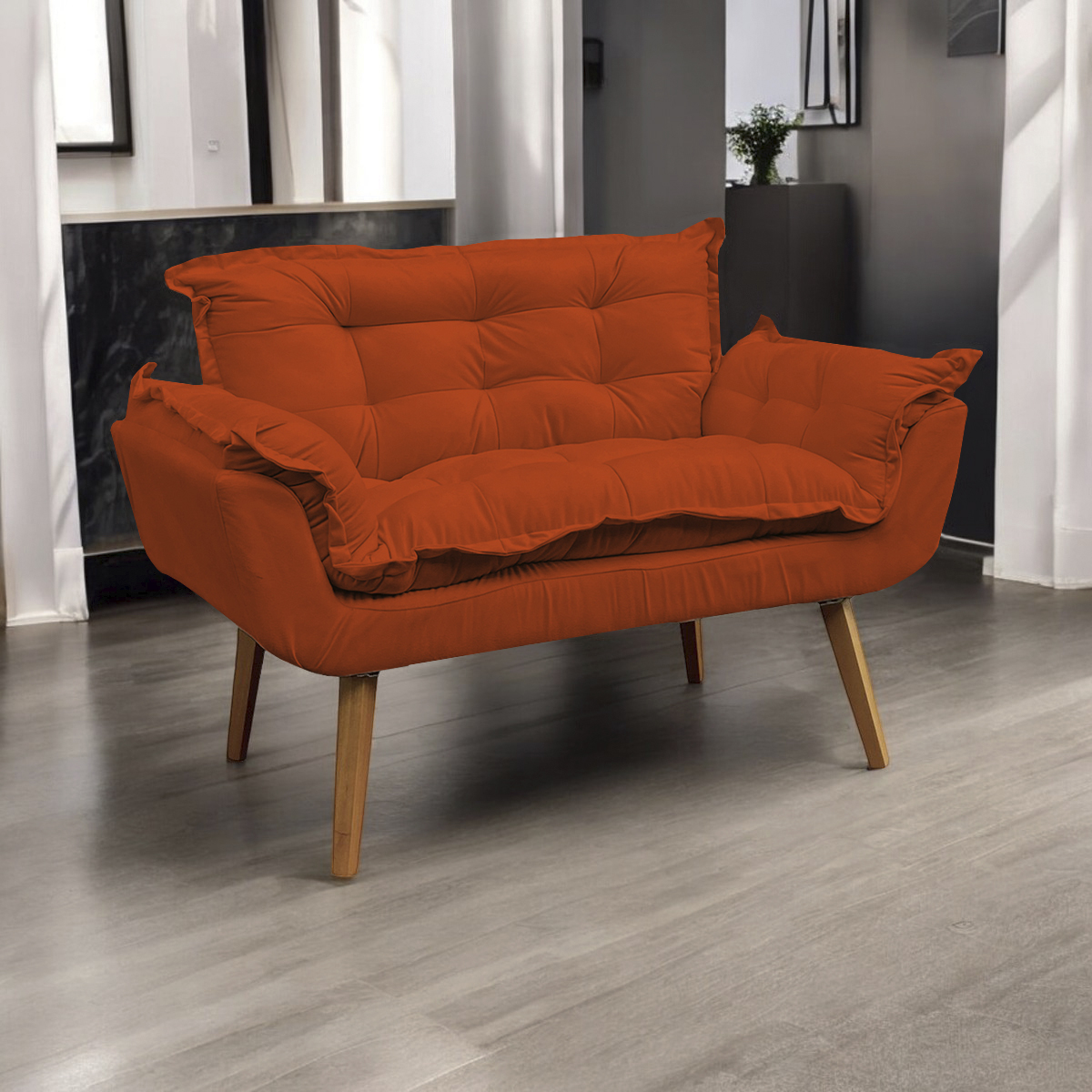 Namoradeira Decorativa Para Sala Recepção Manicure Consultório Escritório Suede Terracota