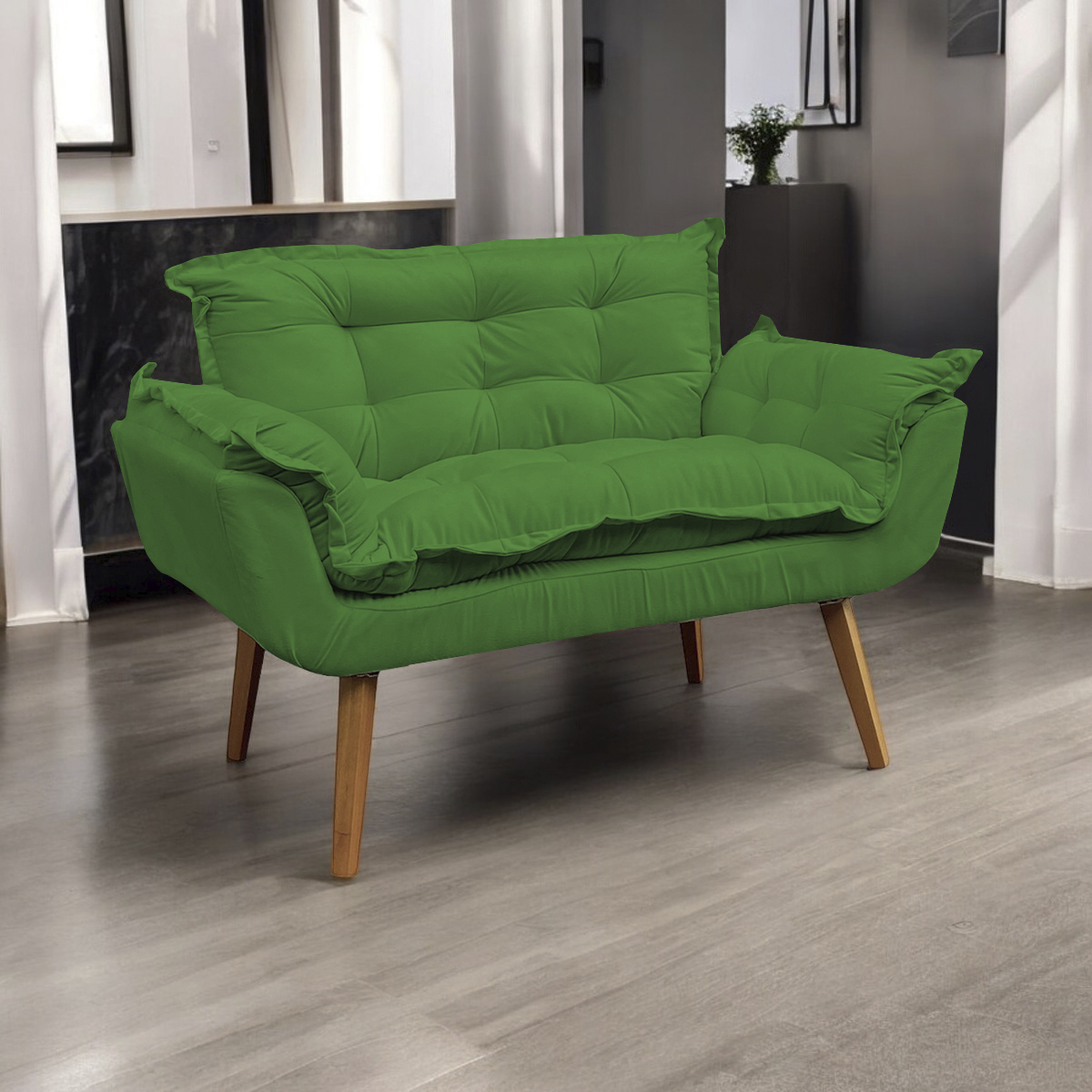 Namoradeira Decorativa Para Sala Recepção Manicure Consultório Escritório Suede Verde