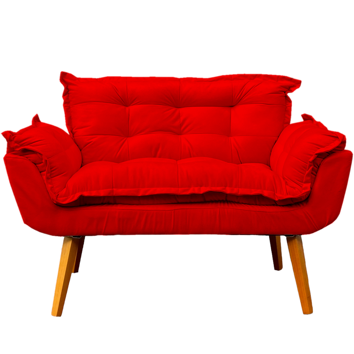 Namoradeira Decorativa Para Sala Recepção Manicure Consultório Escritório Suede Vermelho