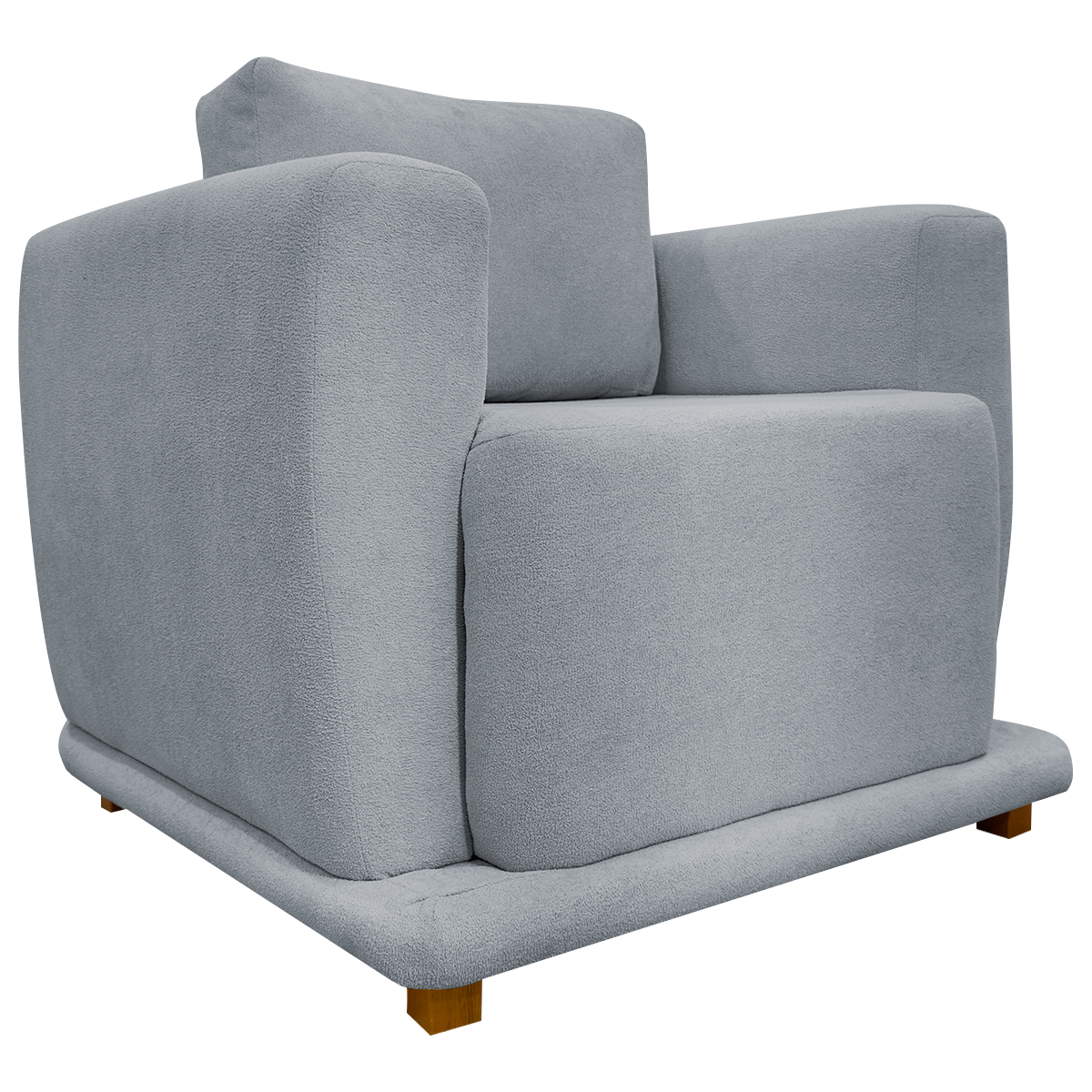 Poltrona Decorativa Bridge Para Sala Luxo Confortável Reforçada Bouclé Premium Cinza