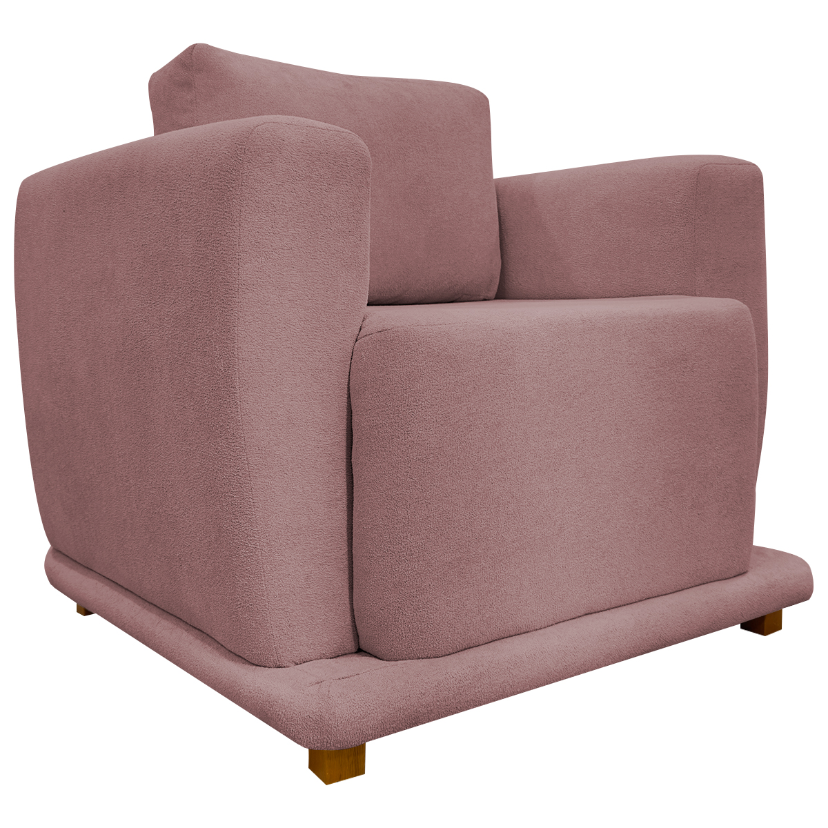 Poltrona Decorativa Bridge Para Sala Luxo Confortável Reforçada Bouclé Premium Rosê