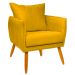 Poltrona Decorativa Confortável Para Sala Ada Suede Amarelo Pé Castanho - Clique E Decore