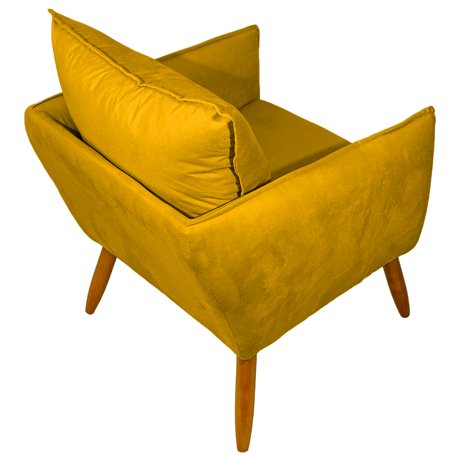Poltrona Decorativa Confortável Para Sala Ada Suede Amarelo Pé Castanho - Clique E Decore