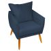 Poltrona Decorativa Confortável Para Sala Ada Suede Azul Marinho Pé Castanho - Clique E Decore