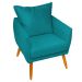 Poltrona Decorativa Confortável Para Sala Ada Suede Azul Turquesa Pé Castanho - Clique E Decore