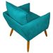 Poltrona Decorativa Confortável Para Sala Ada Suede Azul Turquesa Pé Castanho - Clique E Decore