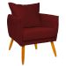 Poltrona Decorativa Confortável Para Sala Ada Suede Bordô Pé Castanho - Clique E Decore