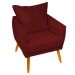Poltrona Decorativa Confortável Para Sala Ada Suede Bordô Pé Castanho - Clique E Decore