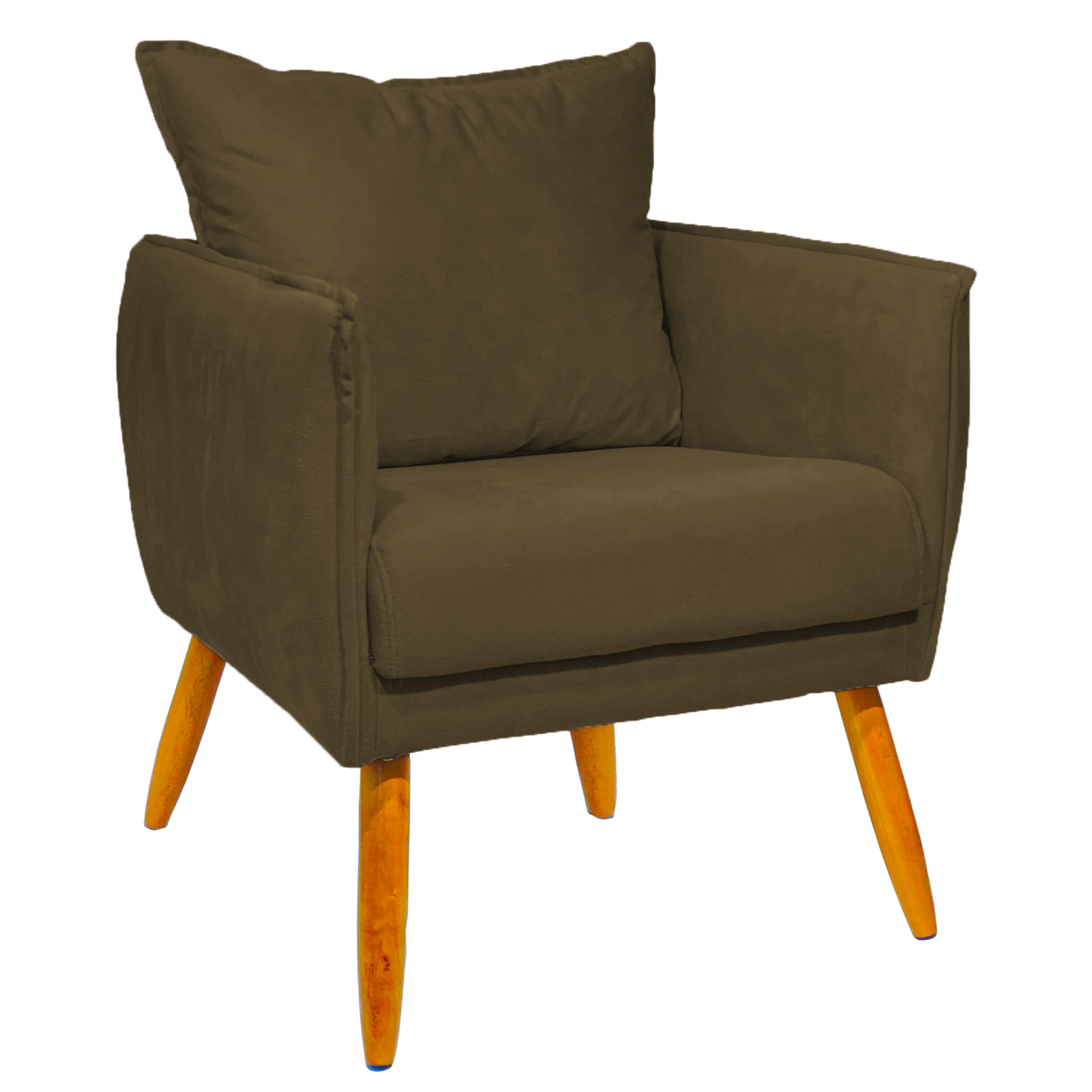 Poltrona Decorativa Confortável Para Sala Ada Suede Marrom Pé Castanho - Clique E Decore