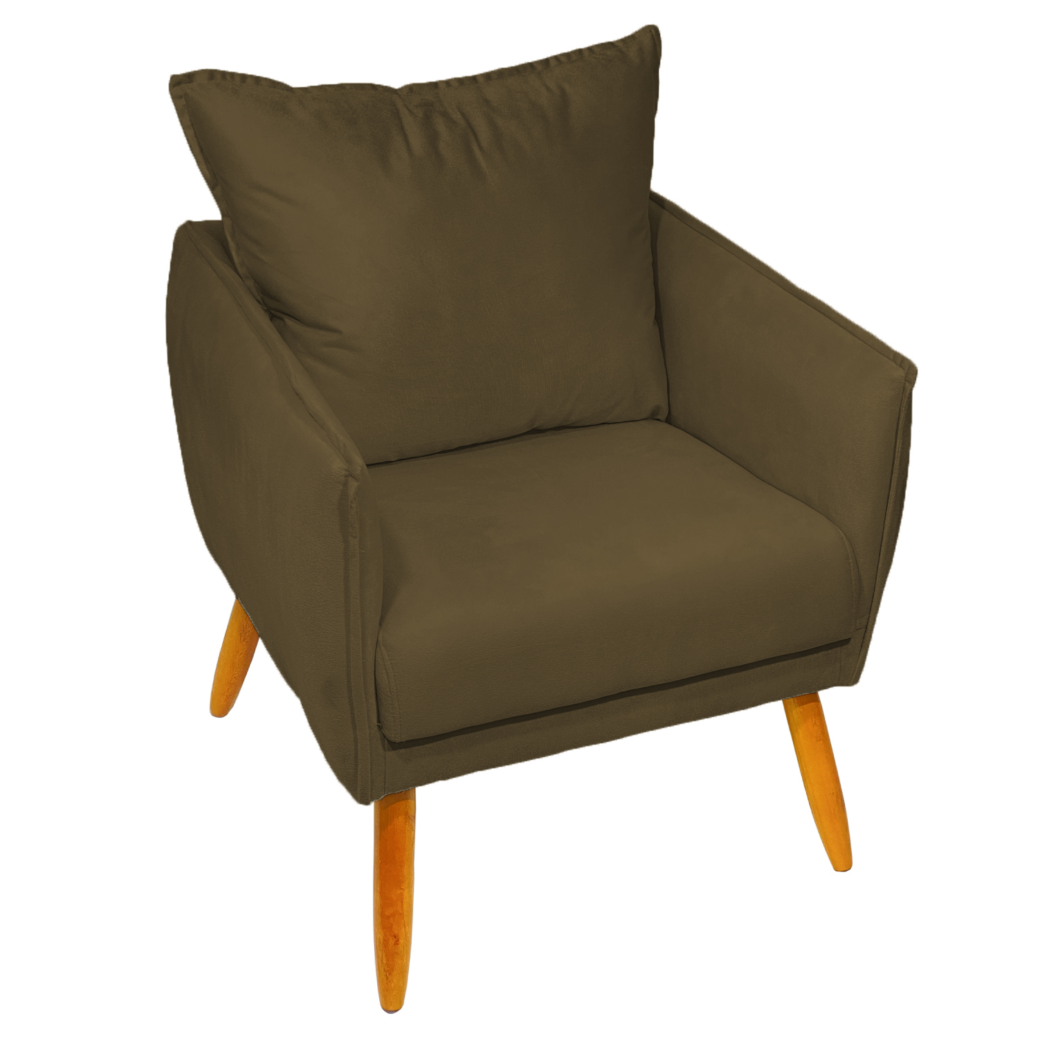 Poltrona Decorativa Confortável Para Sala Ada Suede Marrom Pé Castanho - Clique E Decore