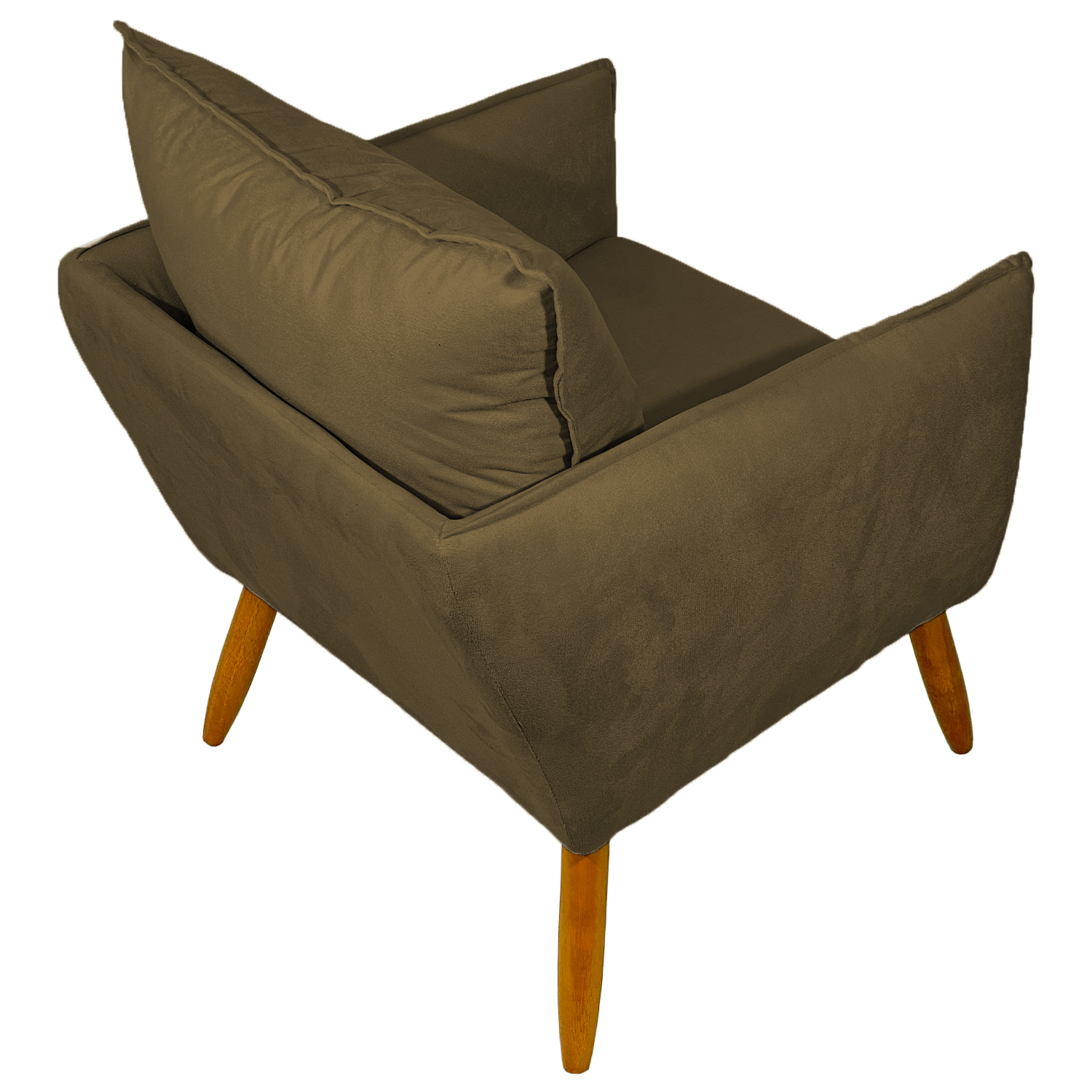 Poltrona Decorativa Confortável Para Sala Ada Suede Marrom Pé Castanho - Clique E Decore