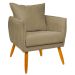 Poltrona Decorativa Confortável Para Sala Ada Suede Nude Pé Castanho - Clique E Decore