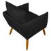 Poltrona Decorativa Confortável Para Sala Ada Suede Preto Pé Castanho - Clique E Decore